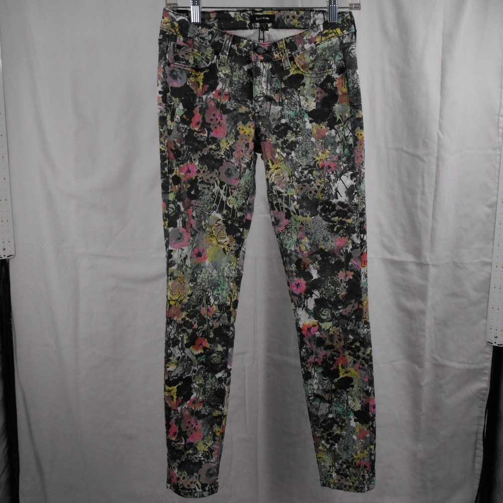 Bebe Floral Print Skinny Jeans